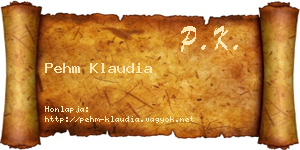 Pehm Klaudia névjegykártya